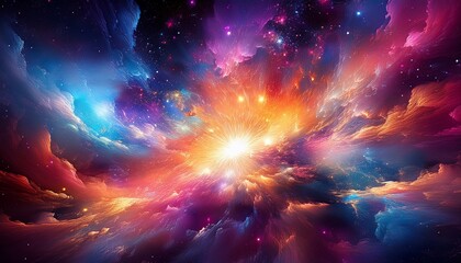Wall Mural - vivid cosmic explosion featuring brilliant colors and ethereal lights in the universe