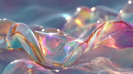 Poster - Dreamlike jelly texture with iridescent colors, soft light, and prism effects captured in a stunning image.
