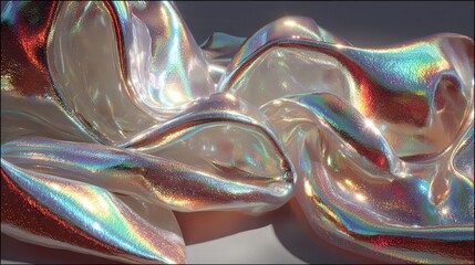 Poster - Floating pearl metallic skin with a mirrored glow effect, ideal for romantic and artistic visual projects.