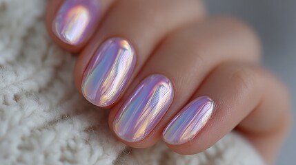 Poster - A serene image featuring a gentle wave with pearl-like chrome and neon lavender tones.