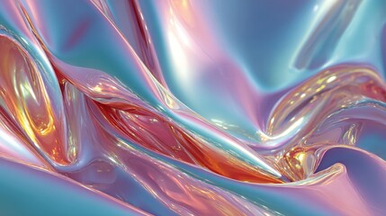 Poster - Glossy holographic surface featuring prism light distortion in a visually striking image.