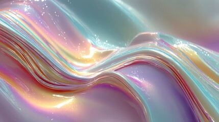 Poster - High-gloss iridescent swirl texture with mirror sheen, perfect for creative and artistic projects.