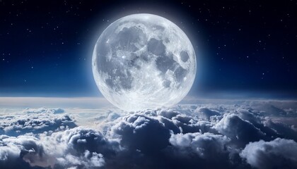 Wall Mural - full moon over clouds at night