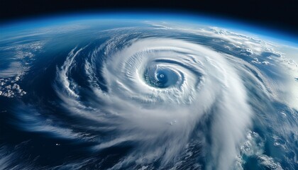 Wall Mural - satellite image of a hurricane storm system above the open ocean