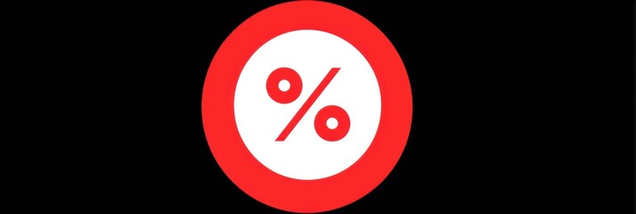 Poster - red circle with minus percentage symbol highlights a significant reduction in statistics or financia