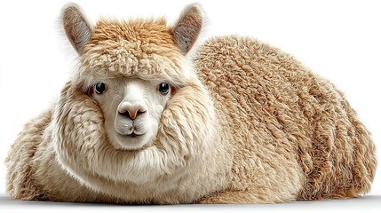Canvas Print -   A close-up of a llama resting on the ground, its head leaning towards its back