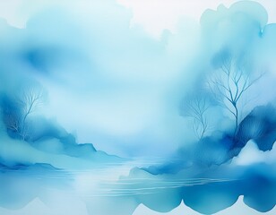 Wall Mural - watercolor painting with soft brushstrokes in pastel blue tones dreamy and relaxing