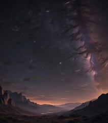 Wall Mural - dark velvet sky ablaze with countless glittering stars , constellations, milky way, astronomical