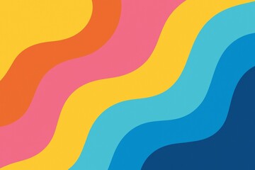 Fototapete - Smooth, flowing lines in a spectrum of vibrant colors create a dynamic and energetic abstract composition, ideal for modern and playful designs