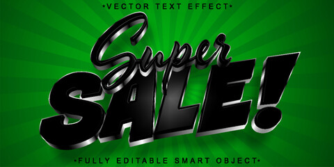 Poster - Cartoon Super Sale Vector Fully Editable Smart Object Text Effect