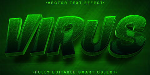 Poster - Cartoon Green Virus Vector Fully Editable Smart Object Text Effect