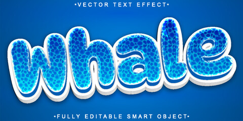 Poster - Blue Big Whale Vector Fully Editable Smart Object Text Effect