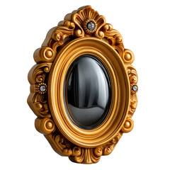 Wall Mural - Wall mirror with ornate frame, oval shape, isolated