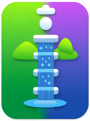 waterfall - business model icon , vector