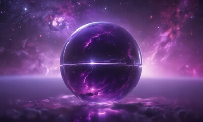 Wall Mural - shimmering orb floats in a breathtaking purple nebula, cosmic scene , swirl, abstract