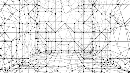 Leinwandbilder - Technology abstract background. Dots connected by lines. Minimalist mesh backdrop. Abstract polygonal shape. Plexus circles.
