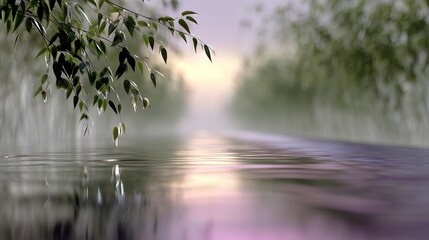 Wall Mural -   A sharp image of a river with a tree in the foreground and a clear sky in the background