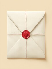 Poster - Unique Surprise Gift Wrapped in Elegant Envelope Sealed With a Heart on a Soft Light Background