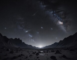 Wall Mural - Starry night, deep black canvas, distant galaxies glimmer ,  night sky,  celestial