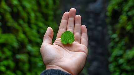 Wall Mural - Hand Holding Leaf