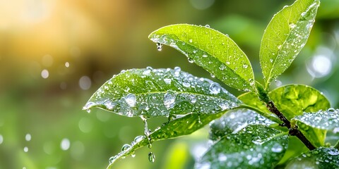 Wall Mural - Leaf with Water Droplets