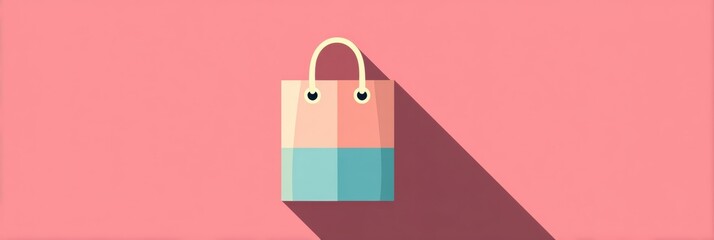 Poster - Minimalistic Shopping Bag Design With Pastel Colors and Shadows for Modern Retail Presentations
