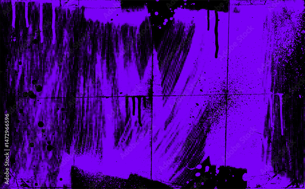 Violet and black colored grunge punk texture background with halftone ...