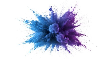 Poster - Explosion of Vibrant Colored Powder Creating Abstract Forms on a Clean White Isolated Background