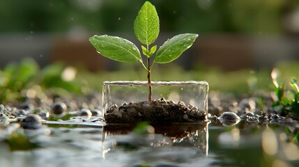 Wall Mural - Plant Growing in Water