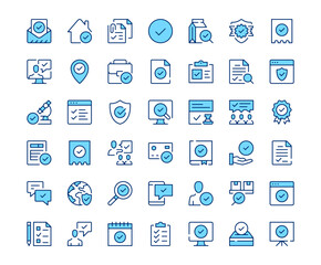 Poster - Check mark icons. Vector line icon set. Modern outline design. Blue concept