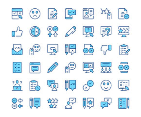 Fototapete - Survey icons. Vector line icon set. Modern outline design. Blue concept