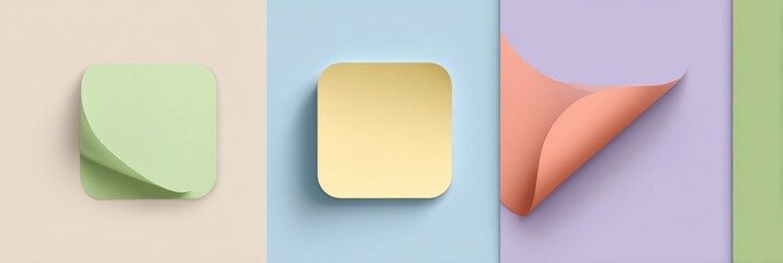 Poster - Square Sticker Mockup With Rounded Corners on Pastel Backdrop Showcasing Design Potential for Branding and Marketing Projects