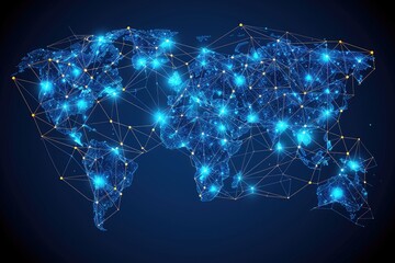 Fototapete - Global interconnectedness illustrated by a digital world map.