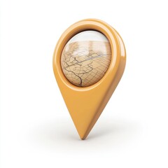 Poster - A detailed orange map pin highlights a vintage city plan.