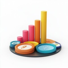 Poster - Colorful graphic representation of a rising trend with currency symbols.