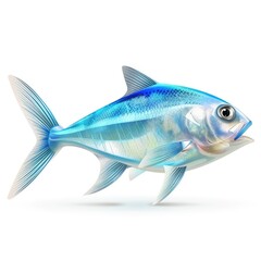 Poster - Vibrant blue fish illustration against a stark white background.