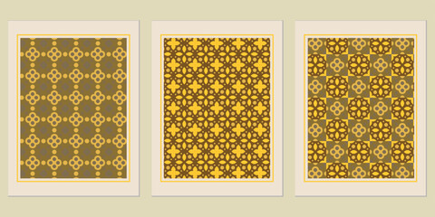 Poster - Elegant patterned artwork series exhibiting balanced symmetrical compositions and intricate designs, creating a timeless aesthetic for interior decoration or artistic expressions