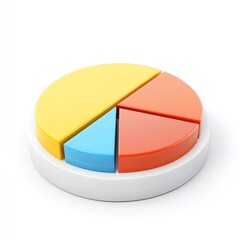Poster - Colorful pie chart segments on a white base illustrate proportions.