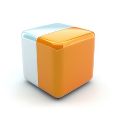 Poster - Geometric cube divided into two contrasting colors.