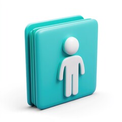 Poster - Teal square icon depicting a simple person figure.
