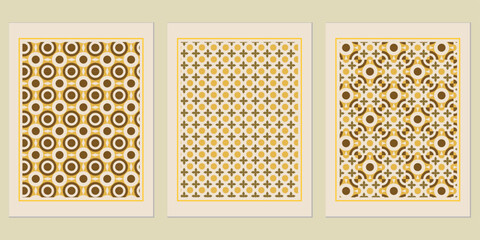 Poster - Aesthetic mid-century modern art prints showcasing geometric patterns in warm earthy hues, creating a retro-inspired visual harmony for wall decoration