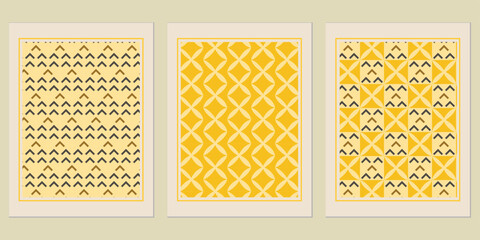 Poster - Modern Abstract Wall Art Set: Harmonious Yellow Tones and Geometric Patterns for Interior Decor Accent, A Gallery of Coordinated Design Elements