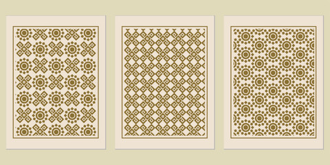 Poster - Exquisite collection featuring captivating geometric patterns in warm earthy tones for a refined aesthetic design elements perfect for wall art