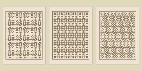Poster - Subtle geometric pattern artworks, featuring neutral earth tones and intricate design offering minimalist charm, ideal for understated and classic interior accents