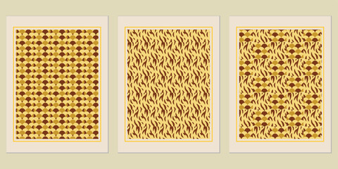 Poster - Aesthetic composition of three framed abstract patterns in earth tones offering a blend of simplicity and visual intrigue for modern decor
