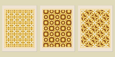 Poster - Retro Revival: A Harmonious Trio of Abstract Geometric Art Prints Evoking Mid-Century Modern Design Sensibilities with Earthy Tones