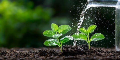 Wall Mural - Young Plants Being Watered