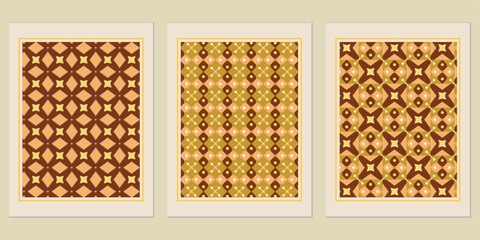 Poster - Geometric pattern collection with warm earthy tones, arranged in a modern and artistic display, showcasing symmetry, texture, and repeating motifs in a harmonious aesthetic