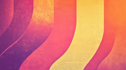 Poster - Abstract background with curved vertical bands in shades of purple pink yellow and orange gradient color