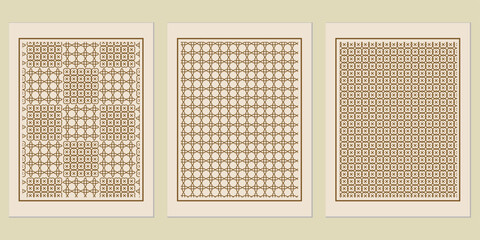 Poster - Elegant framed geometric pattern variations featuring interlocking shapes, providing depth and visual appeal for sophisticated design projects and creative applications